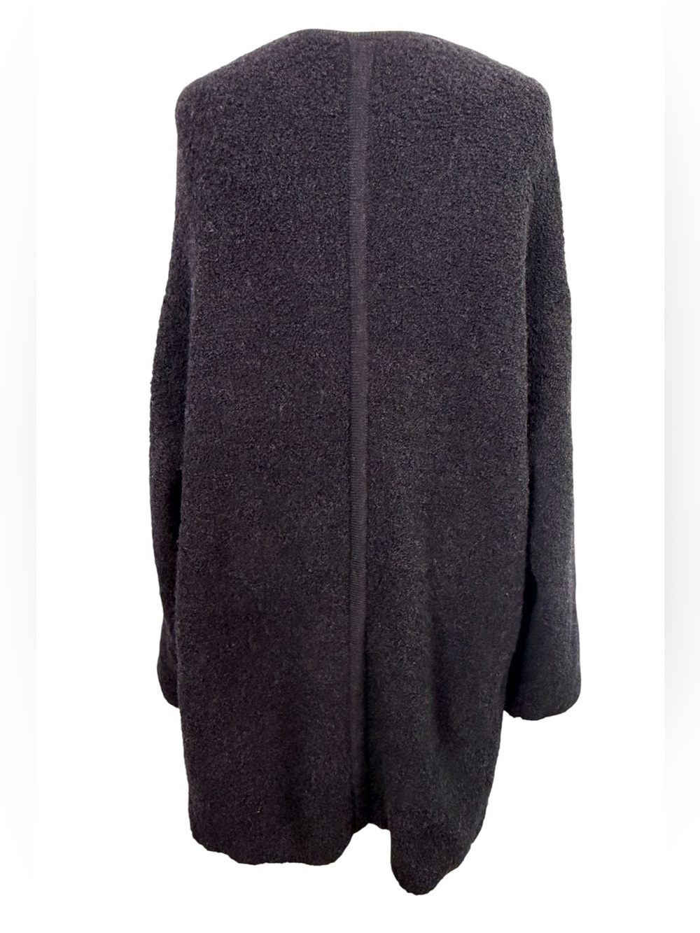 Tarnish Black Wool Blend Long Open Front Cardigan Sweater Pockets One Size - Picture 6 of 12